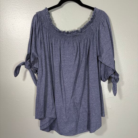 Lane Bryant Blue Marled Boho Peasant Blouse - Size 14/16 - Women's Plus Size Top - Picture 5 of 5
